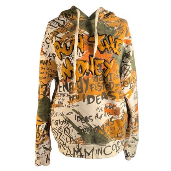 Vintage Another Hype Piece Graphic Design Hooded Sweatshirt Size Medium - Picture 1 of 11